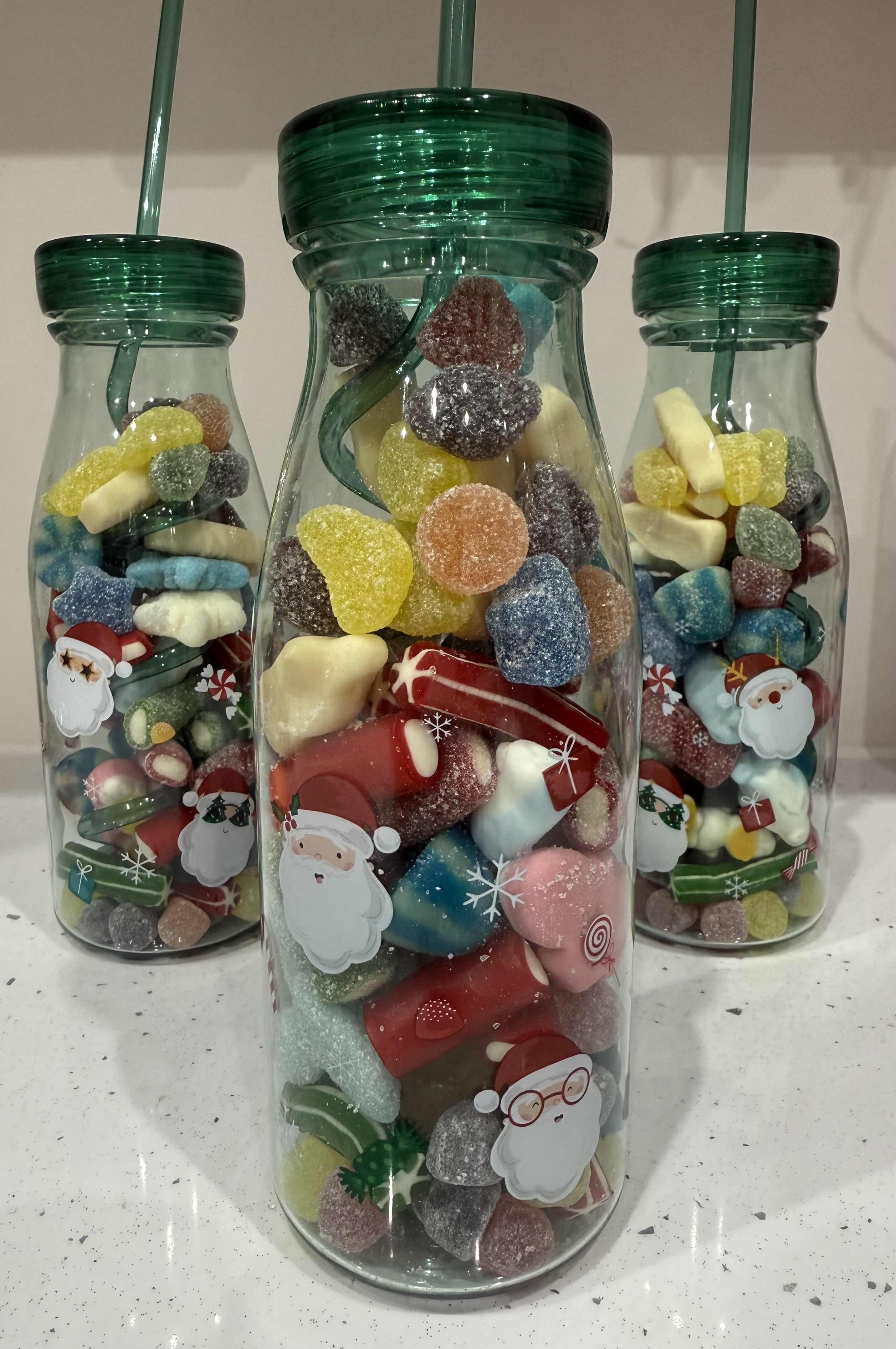 Festive cup filled with sweets green